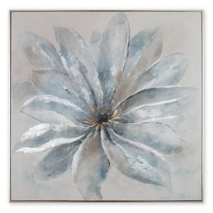 Silver Bloom 50" Hand Painted Framed Canvas Art - Classic Carolina Home