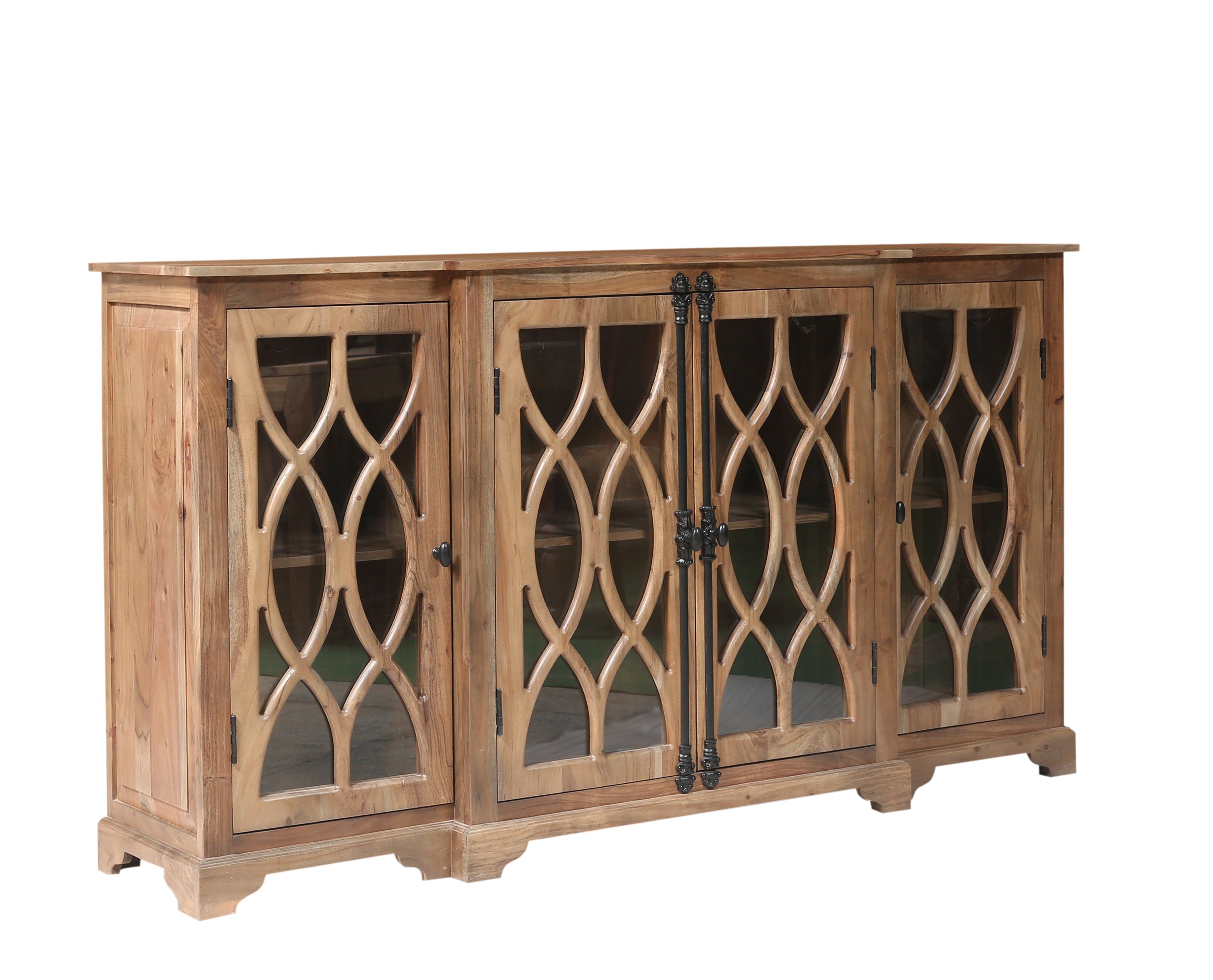 Clarissa 72" Acacia 4 Door Breakfront Sideboard - Natural