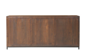 Candace 82" Smoked Glass 4 Door Sideboard - Natural + Black