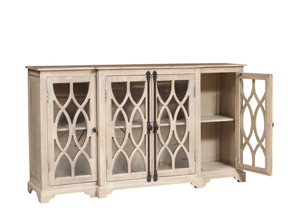 Clarissa 72" Acacia 4 Door Breakfront Sideboard - New White Wash