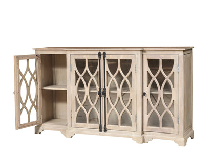 Clarissa 72" Acacia 4 Door Breakfront Sideboard - New White Wash