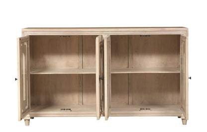 Dominic 71" Acacia 4 Door Glass Front Sideboard - New White Wash