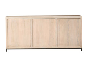 Candace 82" Smoked Glass 4 Door Sideboard - New White Wash