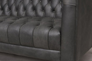 Wilshire 75" Tufted Top Grain Leather Loveseat - Natural Ebony - Classic Carolina Home