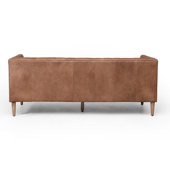 Wilshire 75" Tufted Top Grain Leather Loveseat - Natural Chocolate - Classic Carolina Home