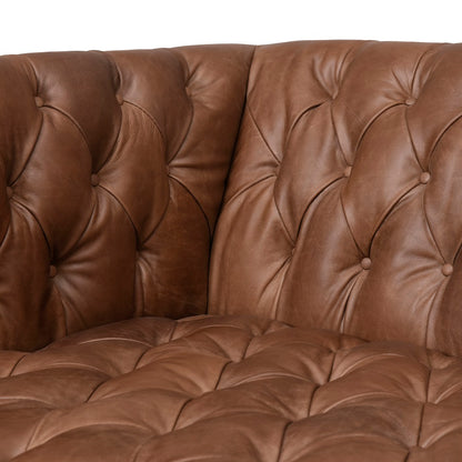 Wilshire 75" Tufted Top Grain Leather Loveseat - Natural Chocolate - Classic Carolina Home