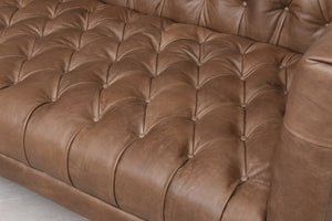 Wilshire 75" Tufted Top Grain Leather Loveseat - Natural Chocolate - Classic Carolina Home