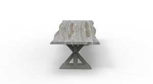 Bartholomew 108" Teak Live Edge Dining Table - Natural + Gray