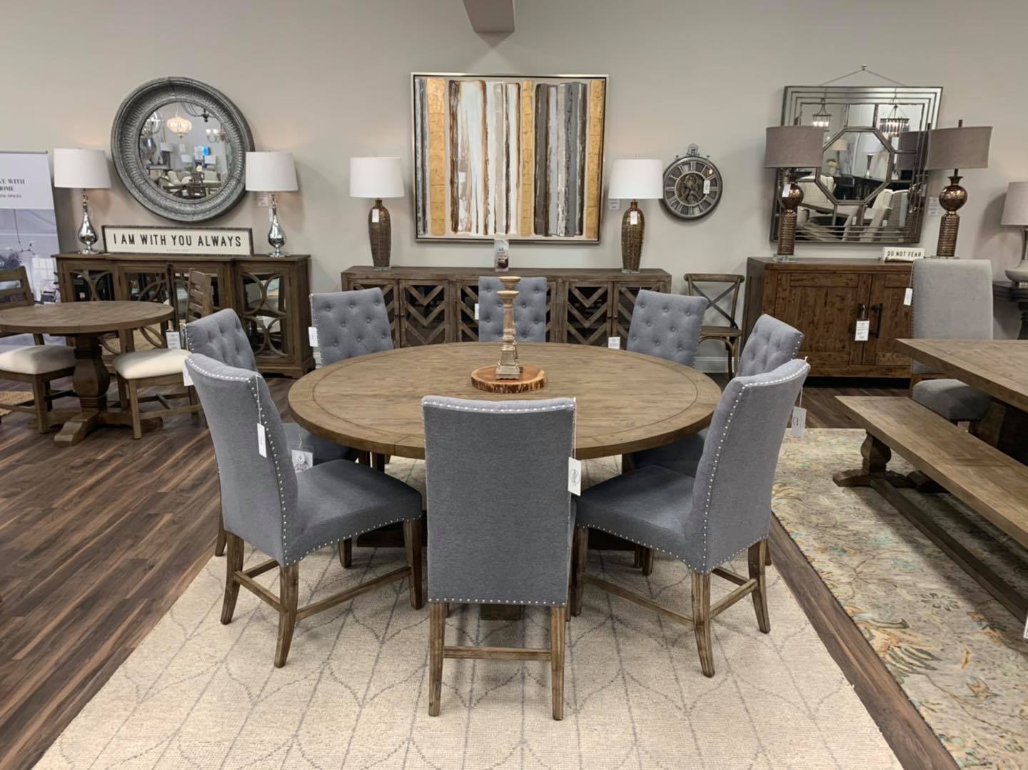 Luke 72" Round Dining Table - Charcoal Wash - Classic Carolina Home