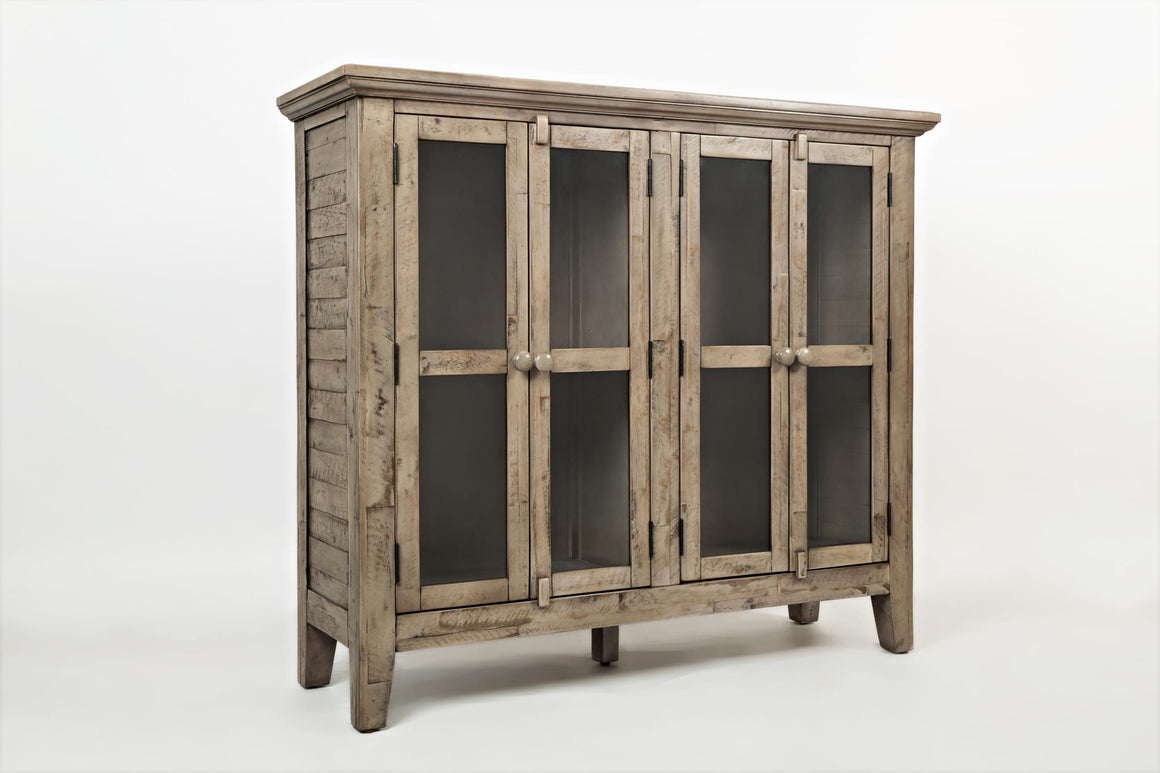 Beaufort 48" Acacia Glass Front Cabinet - Weathered Gray - Classic Carolina Home