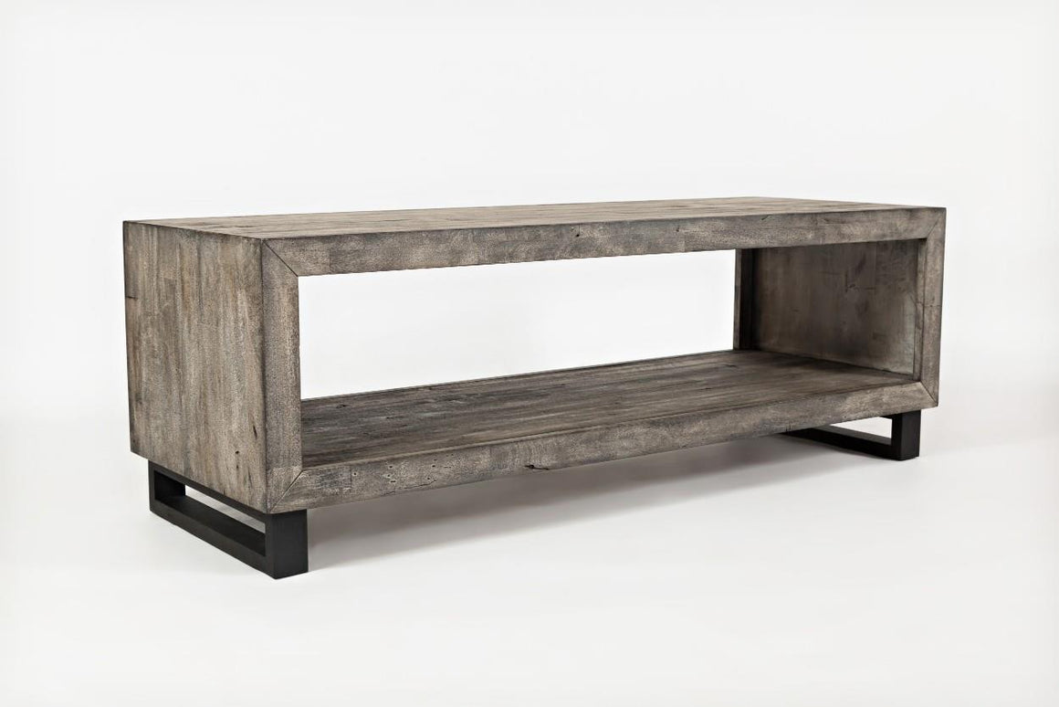 Clarence 56" Wood & Steel Coffee Table - Charcoal Wash - Classic Carolina Home