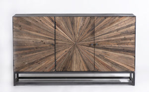 Astrid 60" 3 Door Reclaimed & Steel Pine Cabinet - Natural + Charcoal - Classic Carolina Home
