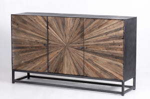 Astrid 60" 3 Door Reclaimed & Steel Pine Cabinet - Natural + Charcoal - Classic Carolina Home