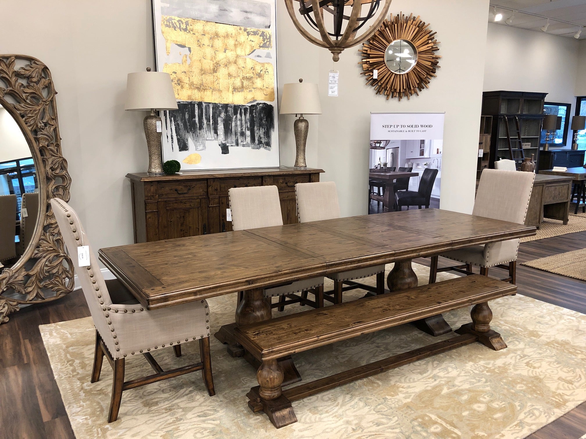 Sicily 84" - 106" - 128" Extension Dining Table - Earth - Classic Carolina Home