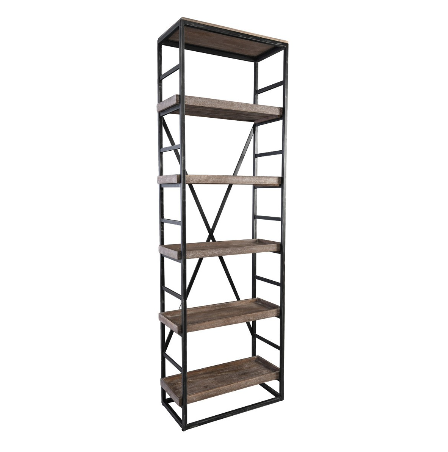 Evan 30" Wood + Iron Single Bookshelf - Classic Carolina Home
