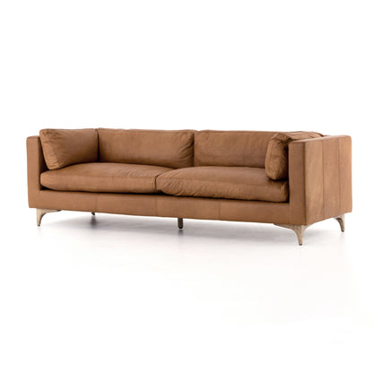 Beckman 94" Top Grain Leather Sofa - Camel - Classic Carolina Home