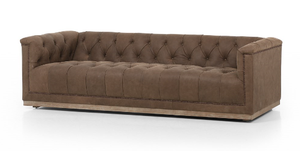 Maxine 95" Top Grain Leather Tufted Sofa - Earth - Classic Carolina Home