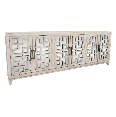 Arlo 98" Reclaimed Pine Mirrored Sideboard - Classic Carolina Home