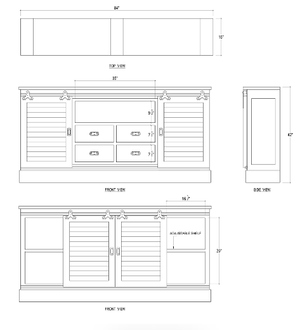 Sonoma 84" Mahogany w/Sliding Shutter Doors Media Cabinet - White Harvest - Classic Carolina Home