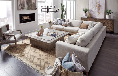 Raymond 133" 5 Cushion Sectional - Sand - Classic Carolina Home