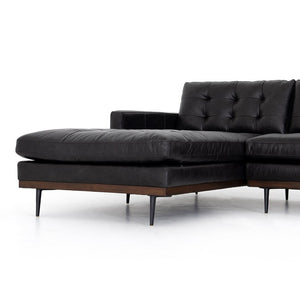 Max 105" Top Grain Leather Sectional w/Left or Right Chaise - Sonoma Black - Classic Carolina Home