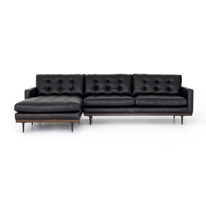 Max 105" Top Grain Leather Sectional w/Left or Right Chaise - Sonoma Black - Classic Carolina Home