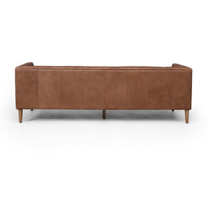Wilshire 90" Tufted Top Grain Leather Sofa - Natural Chocolate - Classic Carolina Home