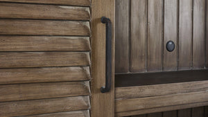 Sonoma Shutter 114" Mahogany Sliding Door Media Cabinet - Sorrell Brown - Classic Carolina Home