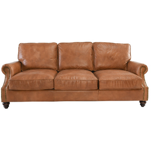 Nikola 86" Top Grain Leather Sofa - Walnut - Classic Carolina Home