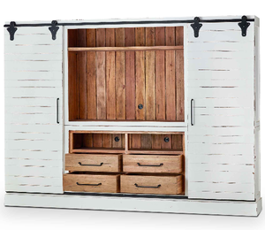 Sonoma 114" Entertainment Cabinet with Sliding Doors - White Harvest - Classic Carolina Home