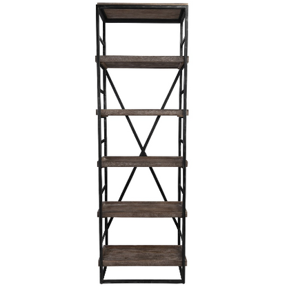 Evan 30" Wood + Iron Single Bookshelf - Classic Carolina Home