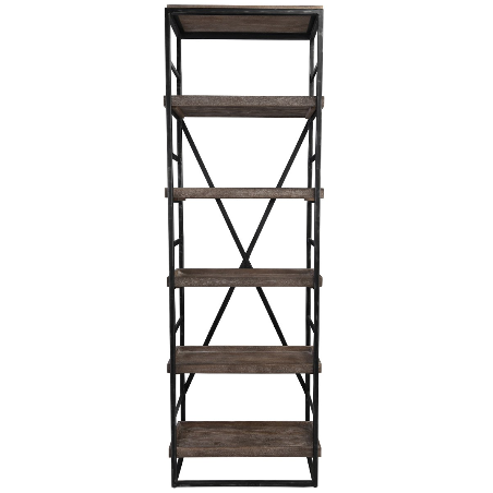 Evan 30" Wood + Iron Single Bookshelf - Classic Carolina Home