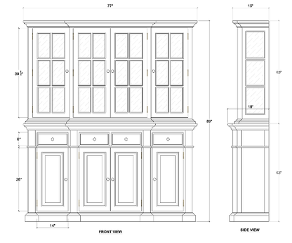 Genoa 77" Mahogany Sideboard with Hutch - Batavia Black - Classic Carolina Home