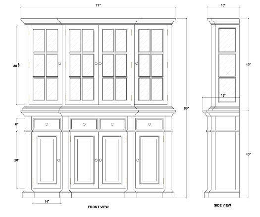 Genoa 77" Mahogany Sideboard with Hutch - Batavia Black - Classic Carolina Home