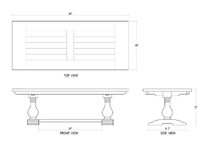 Weston 96" Mahogany Dining Table - Cocoa - Classic Carolina Home