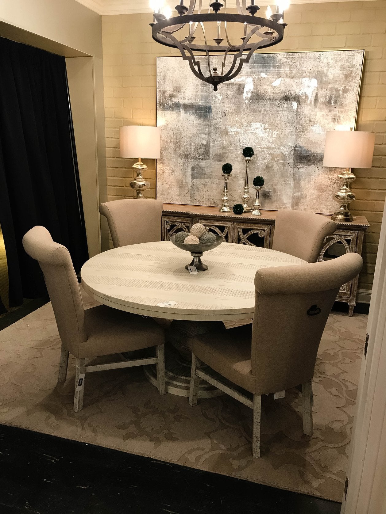 Branson 63" Round Dining Table - Stone - Classic Carolina Home