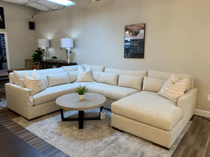 Glenda 144" x 104" Express Ship Sectional w/ RAF Chaise - Performance Ivory Pearl
