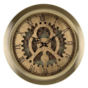 Gold 18" Gears Wall Clock - Classic Carolina Home
