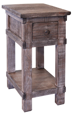 Monterrey 23" Reclaimed Pine End Table - Weathered Gray - Classic Carolina Home