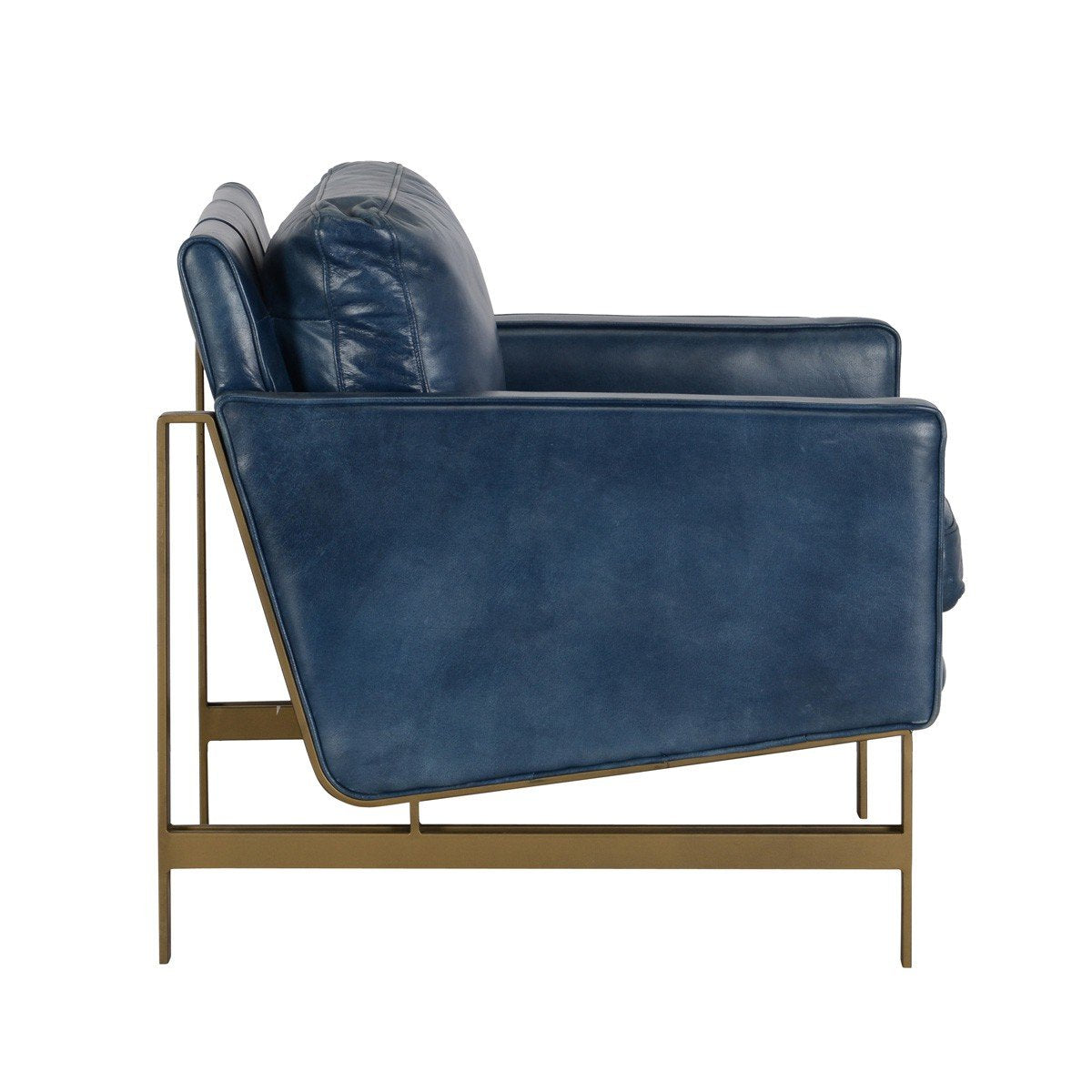 Chanise Top Grain Leather Club Chair - Blue - Classic Carolina Home