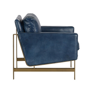 Chanise Top Grain Leather Club Chair - Blue - Classic Carolina Home