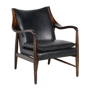 Keyanna Top Grain Leather Club Chair - Black - Classic Carolina Home
