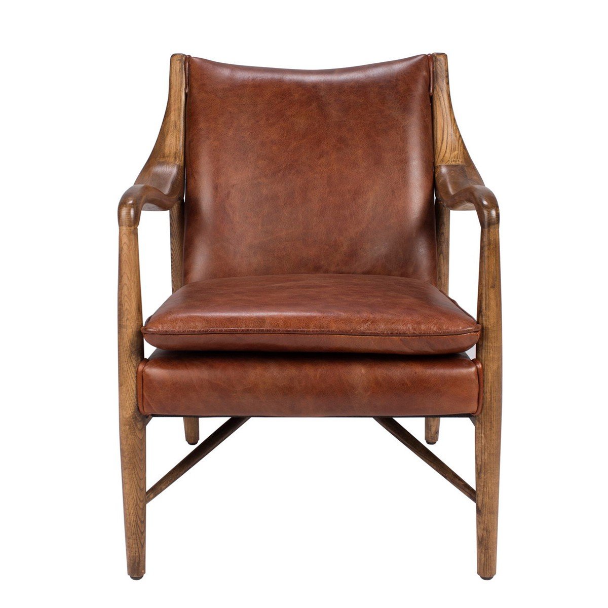 Keyanna Top Grain Leather Club Chair - Rust - Classic Carolina Home