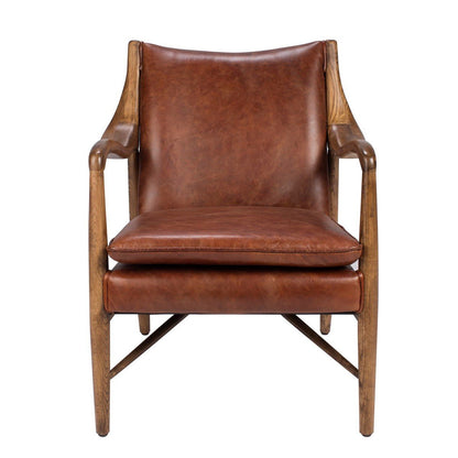 Keyanna Top Grain Leather Club Chair - Rust - Classic Carolina Home