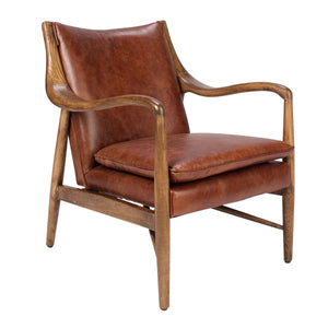 Keyanna Top Grain Leather Club Chair - Rust - Classic Carolina Home