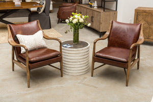 Keyanna Top Grain Leather Club Chair - Rust - Classic Carolina Home