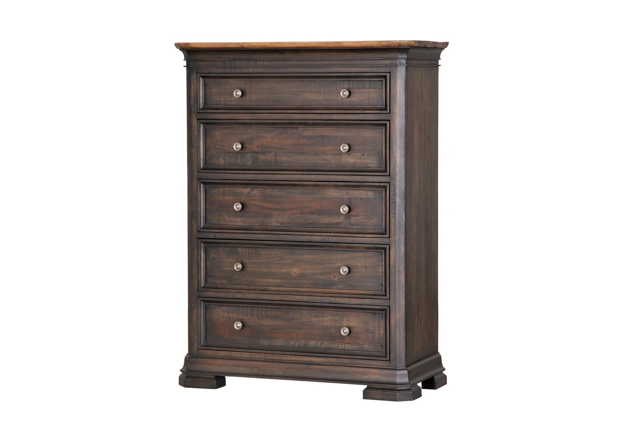 Lewis 42" Mahogany 5 Drawer Chest - Cocoa - Classic Carolina Home
