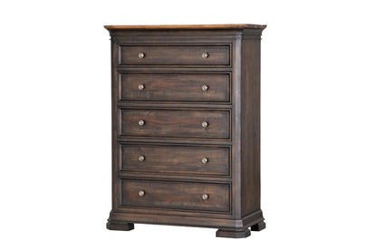 Lewis 42" Mahogany 5 Drawer Chest - Cocoa - Classic Carolina Home