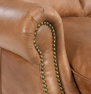 Nikola 86" Top Grain Leather Sofa - Walnut - Classic Carolina Home