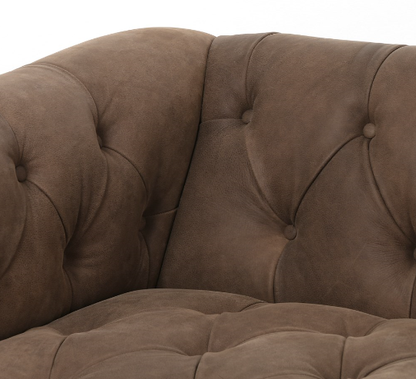 Maxine 95" Top Grain Leather Tufted Sofa - Earth - Classic Carolina Home